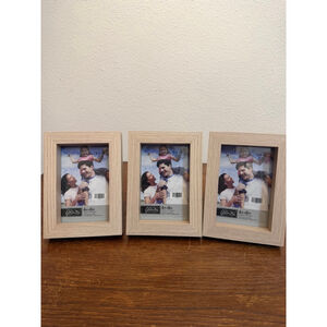 Set of 3 Green Tree Gallery 4x6 Picture Frames Natural Wood Look Tabletop Glass